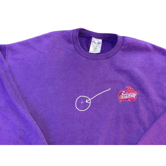 Vintage Jerzees Erie Illusion Purple Embroidered Sweatshirt Size XL - Picture 3 of 7